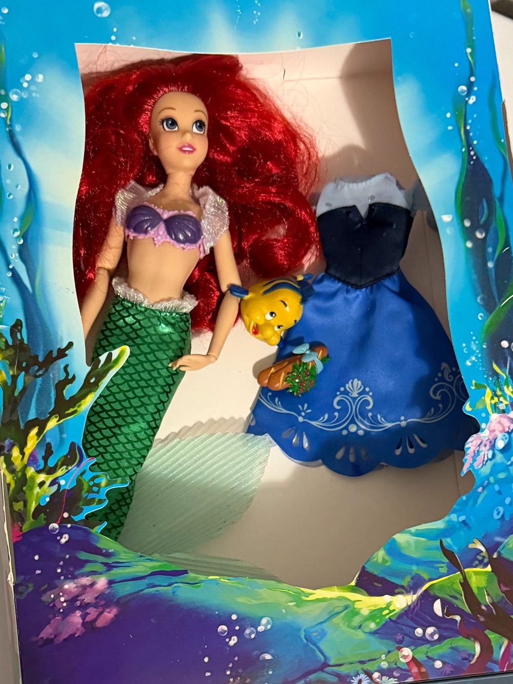 Disney Ariel Doll with Red Hair, Green Tail & Blue Dress